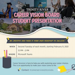 Career Vision Board Student Presentations—Second Tuesday of Every Month—Feb. 9, 12–2 p.m.