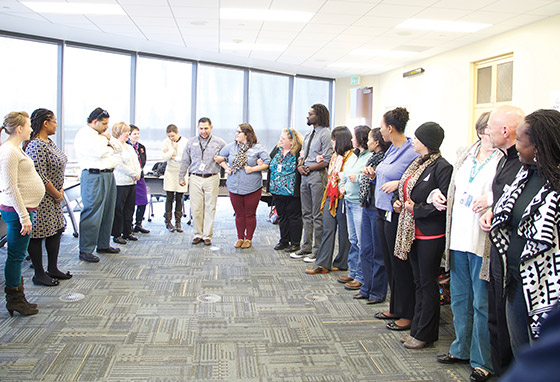 TCC Employess participate in a group training activity